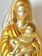 Inge Glas Virgin Mary with Jesus Blown Glass Christmas Ornament Vtg West Germany picture