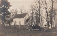 Americana RPPC Postcard Family Loaded into Antique Car + Hammock + Old House  picture