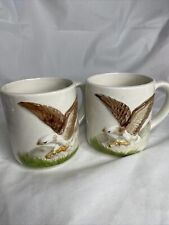 Beautiful Vintage Soaring Eagle 3D Coffee Mug Over Mountains Forest Set READ picture