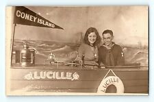 RPPC Lucille Coney Island Girl w/ Sailor Date Night Vintage Prop Postcard D3 picture