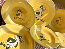 Fiestaware yellow Sylvester Cat LOT rim soup bowl dinner plate pie dish saucer picture