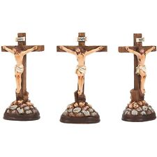 3x Easter Religious Statues Jesus Cross Crucifix Figurines Holy Catholic Crosses picture