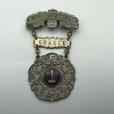 Antique RNA ORACLE Badge Pin DeMoulin Royal Neighbors America Vtg FECMU S8  picture