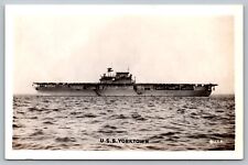 Postcard USS Yorktown by JTP Navy Aircraft Carrier Naval Ship Military WWII RPPC picture