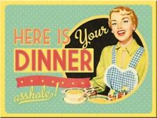 Nostalgic Art 'Here is your Dinner' Retro Metal Magnet 8 x 6cm 1950's slogan picture
