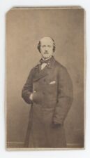 Antique CDV Circa 1870s Older Balding Man With Mustache in Long Coat & Tie picture