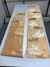 Japanese Vintage Kimono Fukuro Obi pure silk gold crane expensive 162.2x11.8inch picture