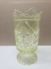 Atq Richards & Hartley Vaseline Glass Daisy Button w/ Crossbar Celery Vase MINT picture