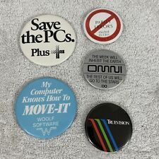 Lot of 5 Vintage Computer/Software Pinback Buttons 1980’s ~ TRUEVISION, OMNI picture