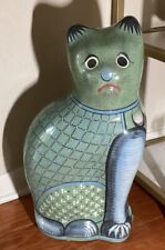 Tonala Folk Art Cat 21” Tall -  Signed - Mexican Pottery picture