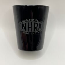 NHRA Championship Drag Racing Vintage Shot Glass - Black Etched Glass picture