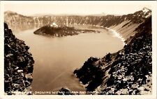 RPPC Crater Lake Showing Wizard Island and South Rim Eddy Photo Postcard U17 picture