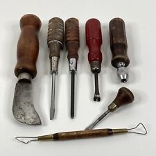Vintage Wooden Handle Slotted Screwdrivers Made In USA MAC UNITED KEMPER NO-NAME picture