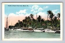 Miami FL-Florida, Scenic View Yachts at Royal Palm Dock Vintage Postcard picture