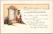 Vintage 1910s Whitney BIRTHDAY GREETINGS Embossed Postcard / House Door picture