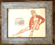 Framed 1947 Esquire Magazine Pin-Up Calendar Art - Vintage November Beautiful ✨  picture