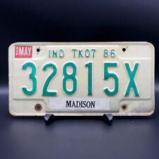 1986 Indiana 32815X - TK07 Madison Co License Plate Expired Car Tag White Black picture