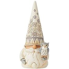 Jim Shore Heartwood Creek White Woodland Gnome & Owl Christmas Figurine 6008864 picture