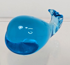 Whale Blue Glass Art Small Miniature Paperweight Nautical Ocean Figurine picture