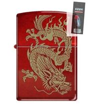 Zippo 99709 Painted Dragon Candy Apple Red Lighter + FLINT PACK picture