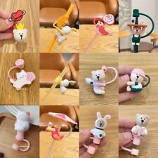 New Starbucks Straw Toppers Cute Animal Cup Fitting Silicone Straw Dust Plug HOT picture