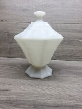 Vtg Westmoreland Milkglass Covered Candy Dish Paneled Grape Pattern picture