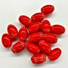 Bright Cherry Red Chevron African Trade Beads  Rosetta  10 Pc  T4336 picture