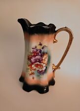 Vintage 1900s Flower Vase Pitcher Hand Painted In Victoria Austria No Chips picture