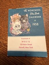  NORCROSS Blue Book Calendar Easel Style 1958 Compliments of Weil's Hornell NY picture