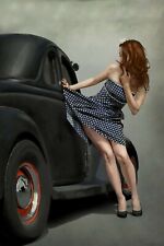 Vintage Pin-up poses Hot Road WW2 Photo Glossy 4*6 in O029 picture