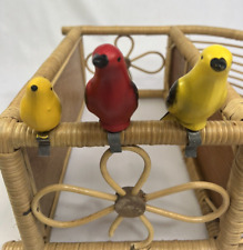 Vintage Ceramic Clip On Bird Bath Birds Lot of 3 Pottery Hand Painted Red Yellow picture