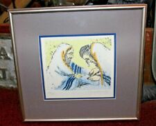 Jewish Lithograph Signed Moskowitz Rabbi Performing Bris Circumcision Framed picture