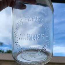 WILLOW FARM DAIRY Warner WESTMINSTER, MD Embossed Quart Milk Bottle w/ Cream Top picture