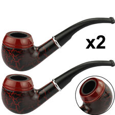 2x Wooden Wood Smoking Pipe Tobacco Cigarettes Cigar Pipes Dark Red Durable New picture