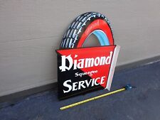 19 x 26 INCH DIAMOND TIRE ADV. SIGN 2 SIDED HEAVY DIE CUT METAL FLANGE  # L 36 picture