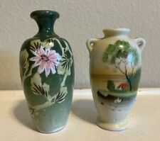 Two Vintage Hand Painted Miniature Vases Japan Floral picture