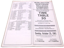 OCTOBER 1981 BURLINGTON NORTHERN BILLINGS REGION EMPLOYEE TIMETABLE #30 picture