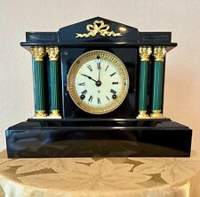 ANSONIA BOSTON EXTRA ANTIQUE CAST IRON MANTEL CLOCK IN GOOD WORKING CONDITION picture
