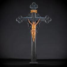 Altar and Wall Crucifix | Antique Wooden Church Cross 1800s |Carved Jesus 30.7