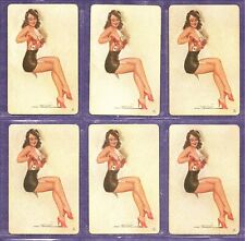 Swap Lot 6 Vintage Strip Poker Playing Pinup Cards Earl MacPherson 1944 Sexy B Z picture