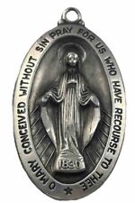 Vintage Catholic Sterling Silver Miraculous Mary Medal, 7.7 Grams Silver picture