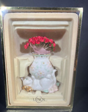 LENOX PETALS & PEARLS Cat Bud Vase w/Silk Roses - New in Box picture
