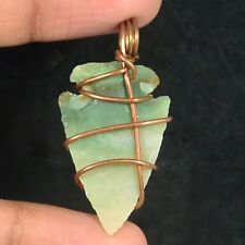 Moss Agate Arrowhead Tree Of Life Copper Wire Wrap Handmade Pendants picture