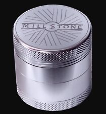 Millstone Mini Herb Grinder 4 Piece 1.5 inch Metal Large Storage Magnetic Silver picture