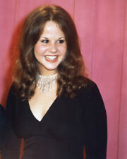 Linda Blair 1970's era candid smiling for press in black dress 8x10 photo picture