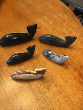 Lot of 5 Vintage Miniature Stone Carved Whales  Marble picture