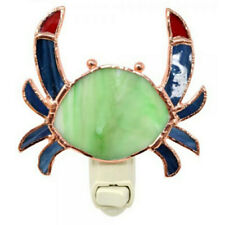 BLUE CRAB STAINED GLASS NIGHTLIGHT NIGHT LIGHT GE274 OCEAN TROPICAL DECOR picture