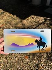 90s Cowboy Sunset License Plate Airbush Blank Beach Car Tag Horse Novelty Trip picture