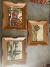 Vintage Framed Art W/ Unique Wooden Frames (set Of 3) picture