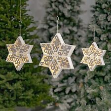 Set of 3 Hanging Light-Up Six-Point Star Snowflakes in Assorted Sizes picture
